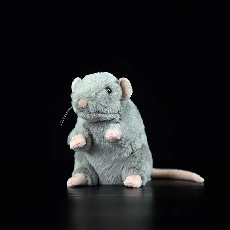 12cm High Soft Cute Grey Rat Plush Toys Realistic Standing Mouse Stuffed Farm Animals Toy Pet Mice Gifts Educational Toys