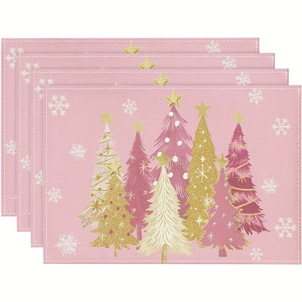 VIKAMA 4/6PC Weihnachten Doppel Festival Mahlzeit Matte Weihnachtsbaum Stern Schnee Tisch Hause Bankett Weihnachten Party Dekoration