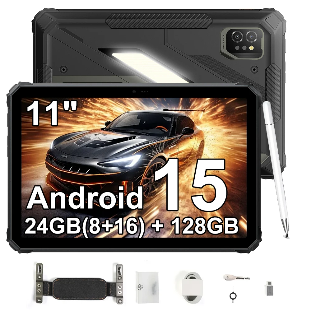 [Ohne EU-Ladegerät] Blackview Active 7 Robustes Tablet 11'' 24GB(8+16)+128GB MediaTek G81 Android 15 Night Version IPS 120Hz 10000mAh NFC Doke AI Nachtsicht & Campinglicht
