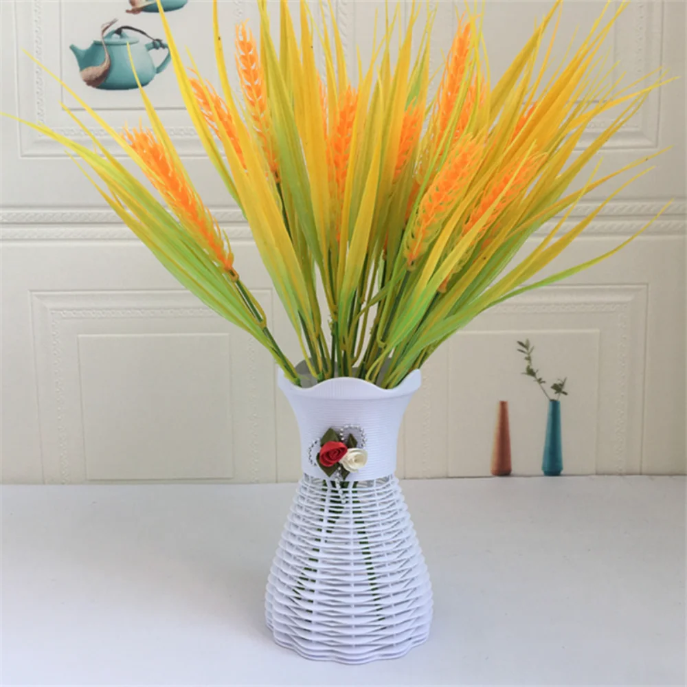 Artificial 7 cabeças orelha de trigo arroz de trigo para diy restaurante de casamento decoração de casa vaso ornamento planta falsa decoração ao ar livre