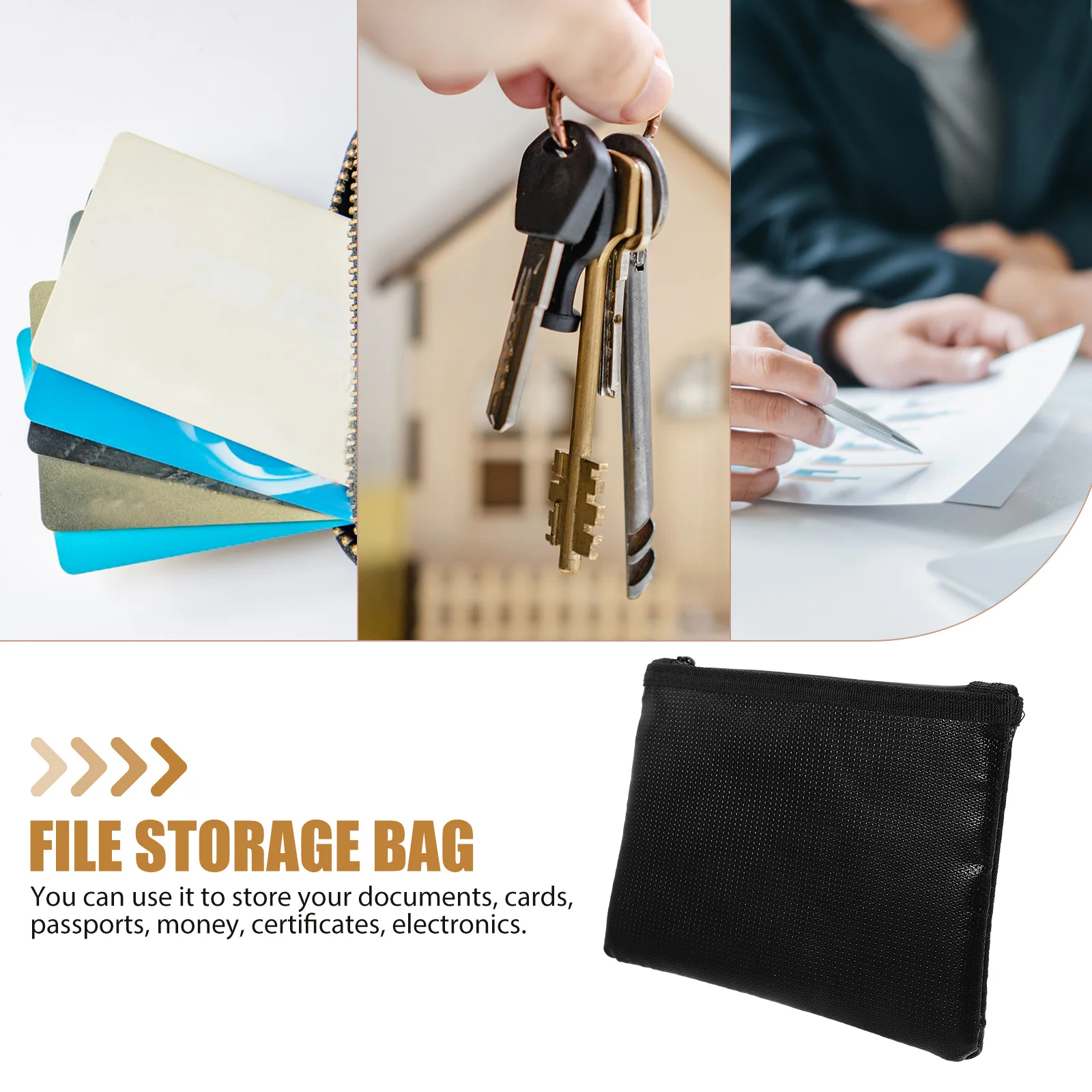 

1pc Fireproof Document Bag Liquid Silicone Fiberglass File Organizer Portable Receipt Holder Storage Pouch For Cards Passports