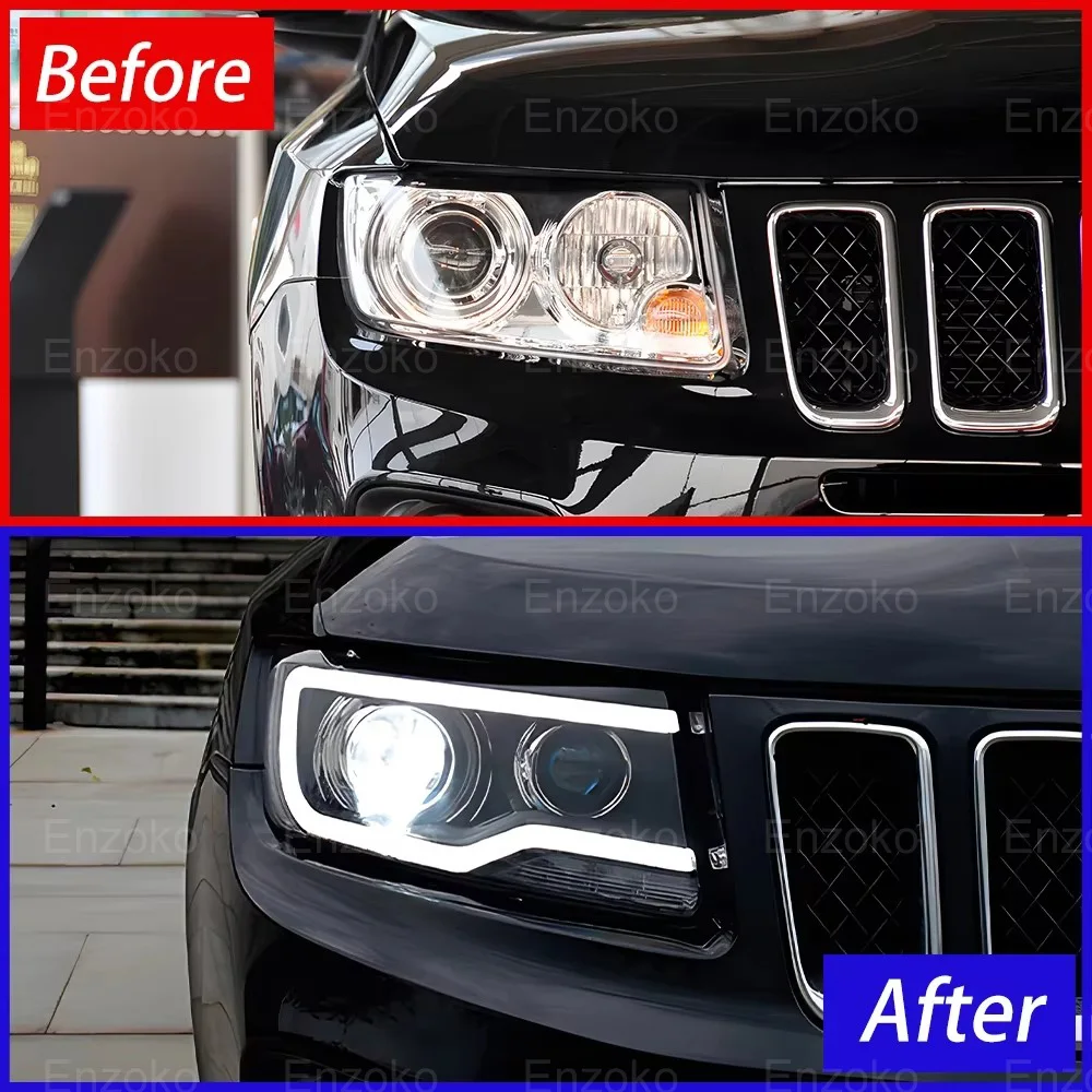 Car LED Headlights for JEEP Compass 2012-2016 Headlights Plug and Play with DRL H/L Projector Lens Front Bumper LED Head Lights