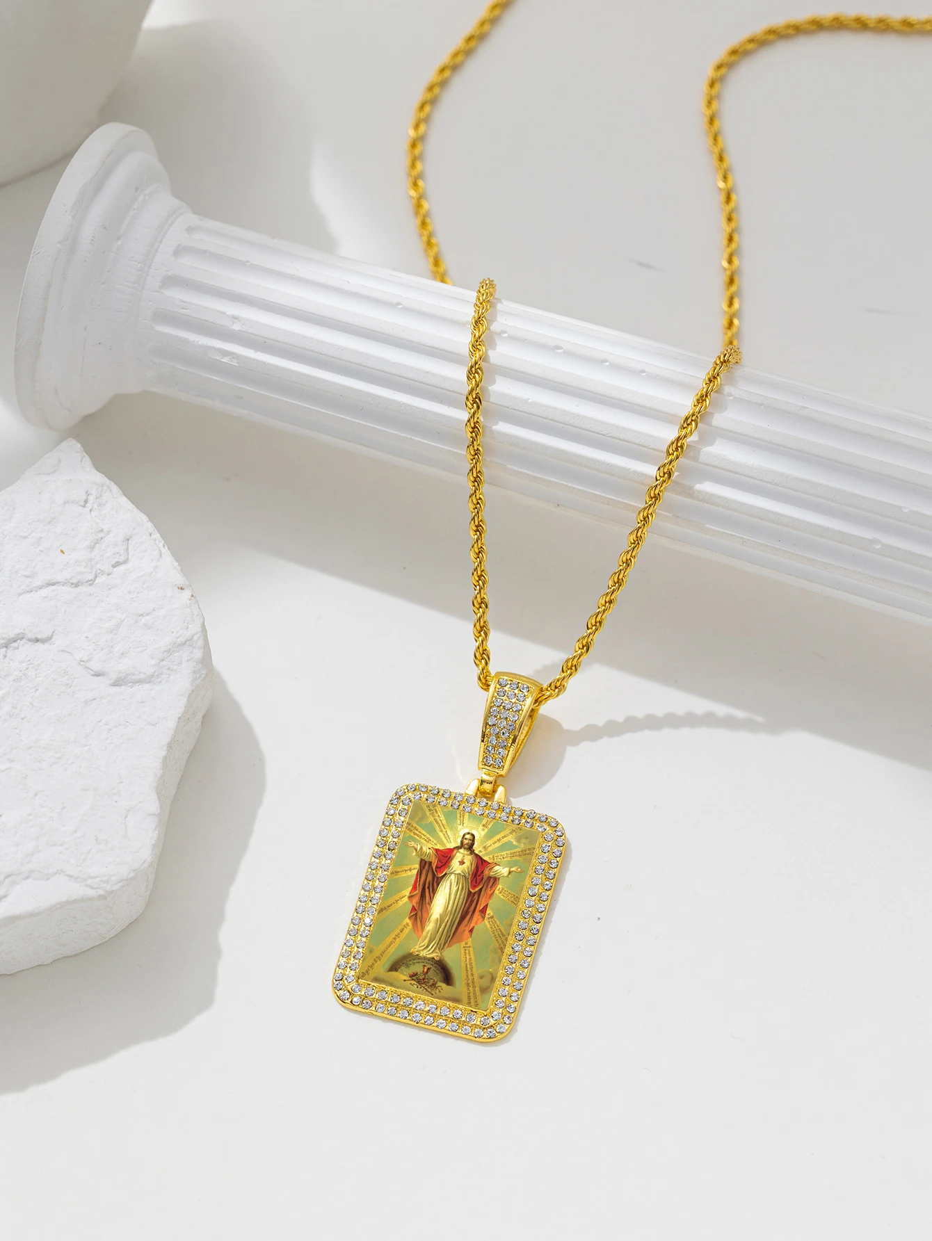 Jesus Necklace With Golden Glow Fashion Trends Men's Beautifully Jewelry Valentine's Day Birthday Gift