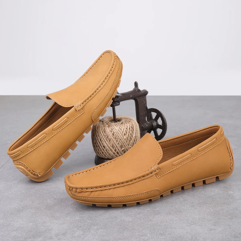 

Кожаные мужские лоферы, роскошная повседневная обувь, легкая мужская обувь, мокасины, туфли на плоской подошве с мягкой подошвой, туфли ручной работы без шнуровки
