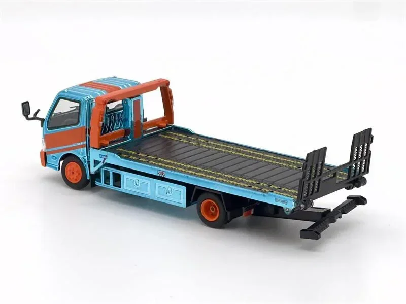 Unique Model 1:64 Hino 300 Dutro Full Floor Trailer Orange Blue limited300 Diecast Model Car