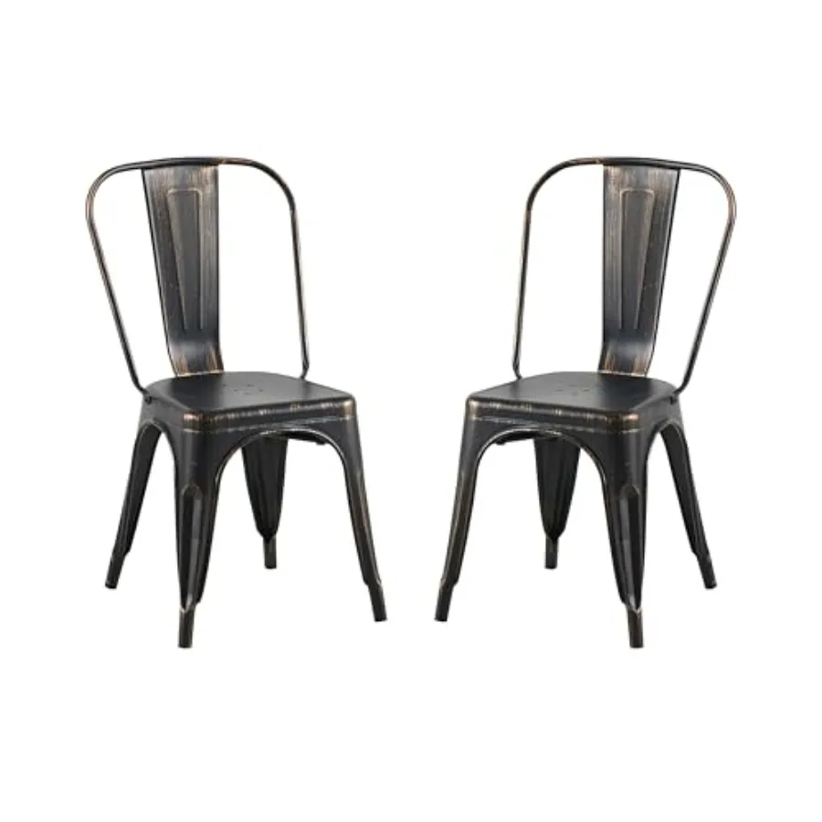 

Набор из 2 штабелируемых металлических стульев для использования в помещении и на улице, прочные складные сиденья для фермерского дома, кухни, бара, патио, бистро, кафе