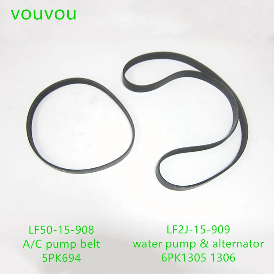 Car accessories engine water pump & alternator belt 6PK1305 A/C pump belt 5PK694 for Mazda 3 2004-2012 BK BL 2.0 gasoline 18-381