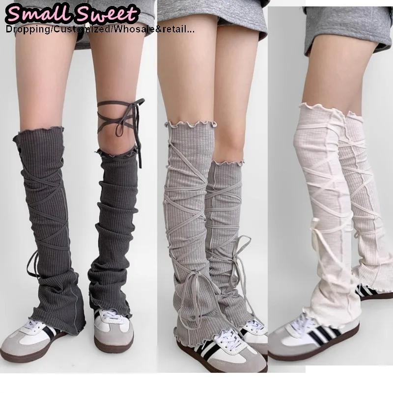 

Gothic Lolita Women Steampunk breathable y2k Girls Streetwear Ruffle Leg Warmers Punk Horn summer Lace Up socks Leg warmer