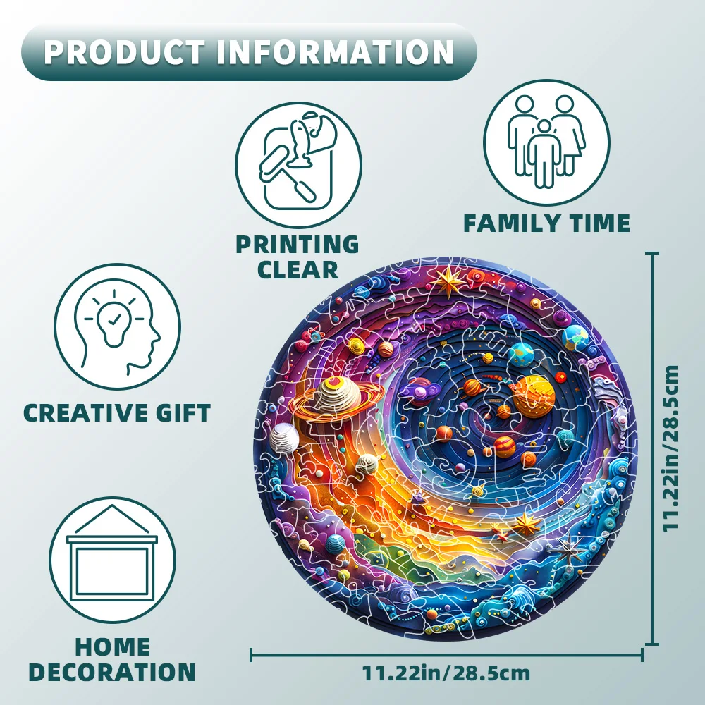 Puzzle en bois du système solaire pour adultes : art mural de la galaxie unique et cadeau de jeu de cerveau familial