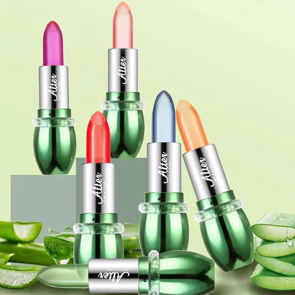 Aloe Vera Color Changing Lipstick Moisturizing Magic Jelly Lip Gloss Non-stick Cup Temperature-Activated Lip Balm Lips Make UP
