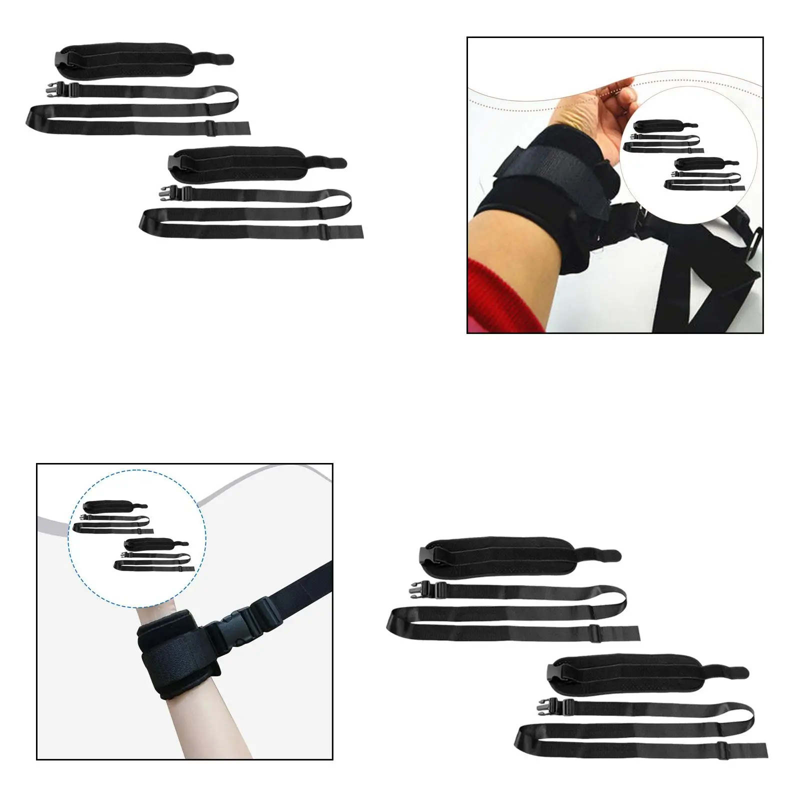 

2x Bed Limb Holder Multi Purpose Bed Medical Restraint Movement Limited Tie Black