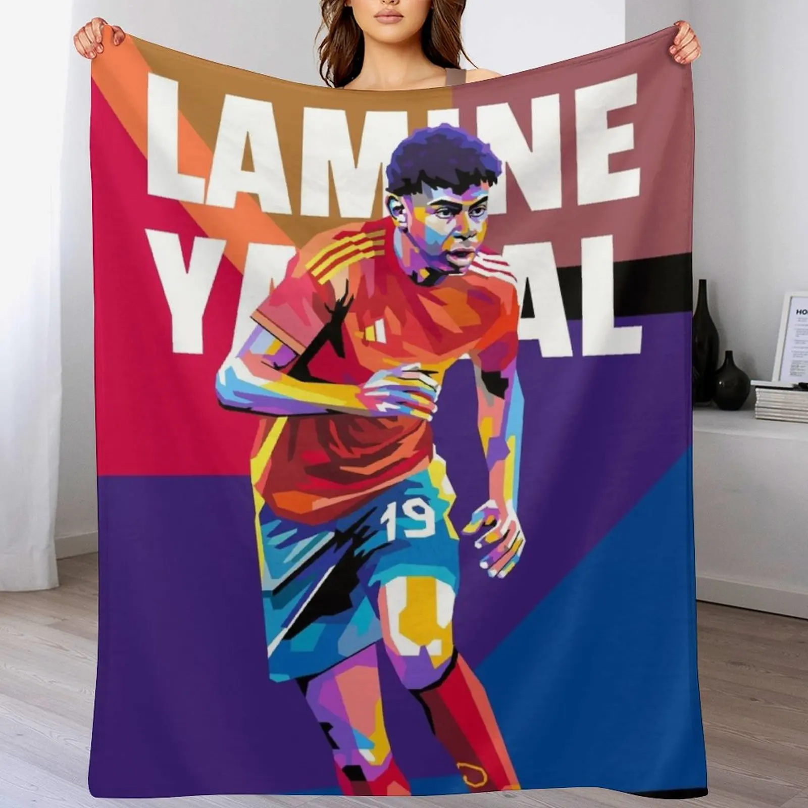 Lamine Yamal in WPAP Pop Art Throw Blanket Furrys Bed linens Blankets