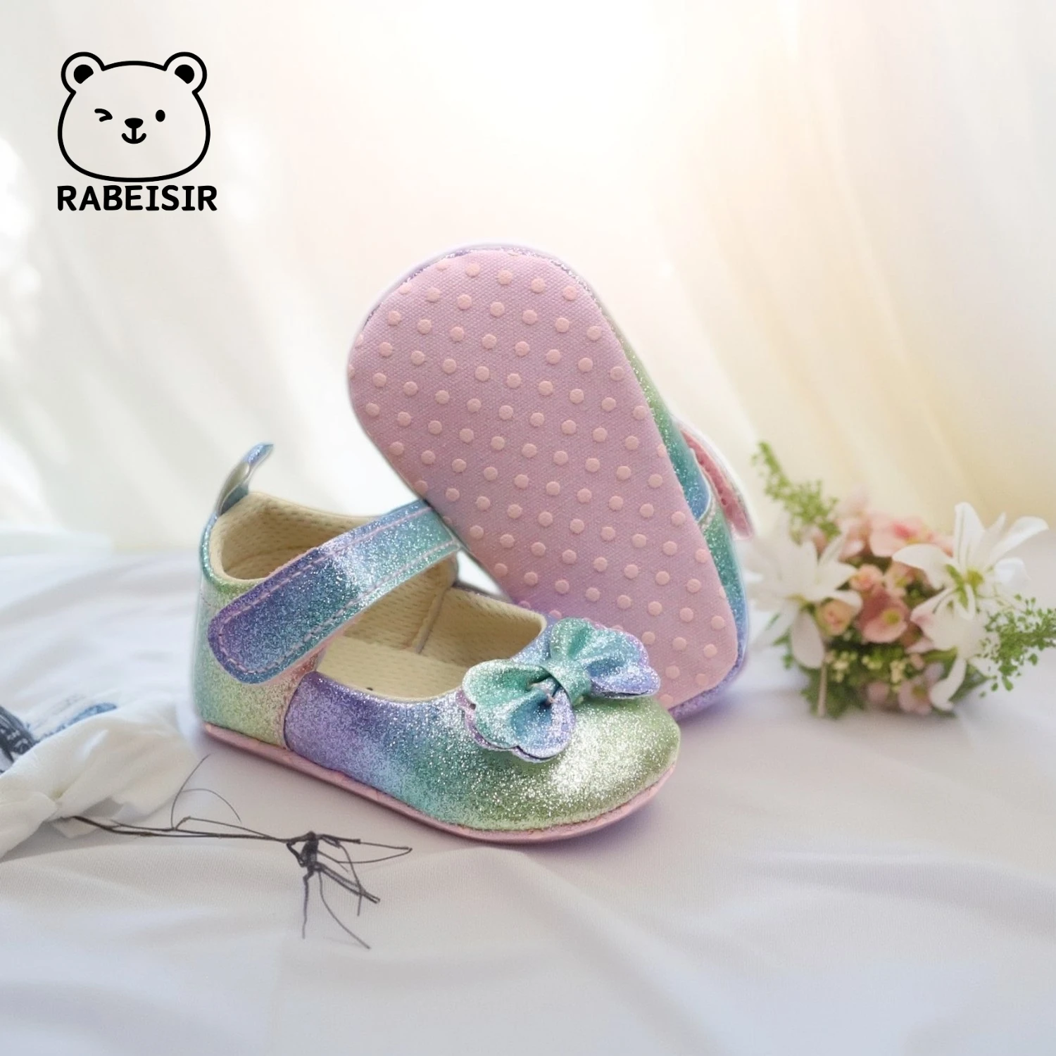 أحذية الأميرة للفتيات الصغيرات أحذية عيد الميلاد من عمر 0 إلى 18 شهرًا أحذية مشي للأطفال بفيونكة عصرية حلوة