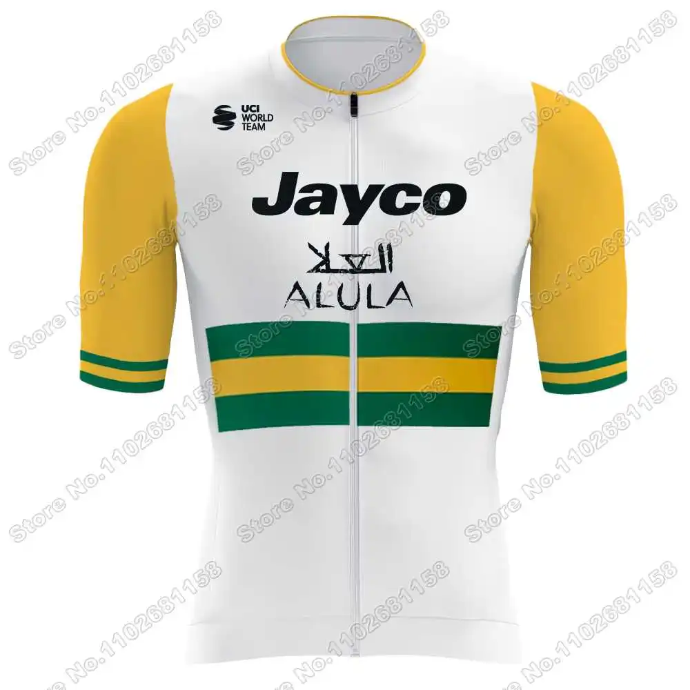 2024 Jayco Alula Cycling Jersey Set Australian Champion Cycling Clothing Men's Short Sleeve Kit Road Bike Shirts Suit Bib Shorts