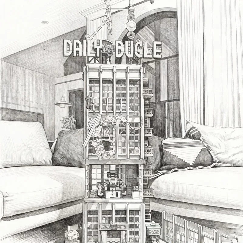 

In Stock newspaper office building building model building blocks giant ornaments Children's birthday Gifts