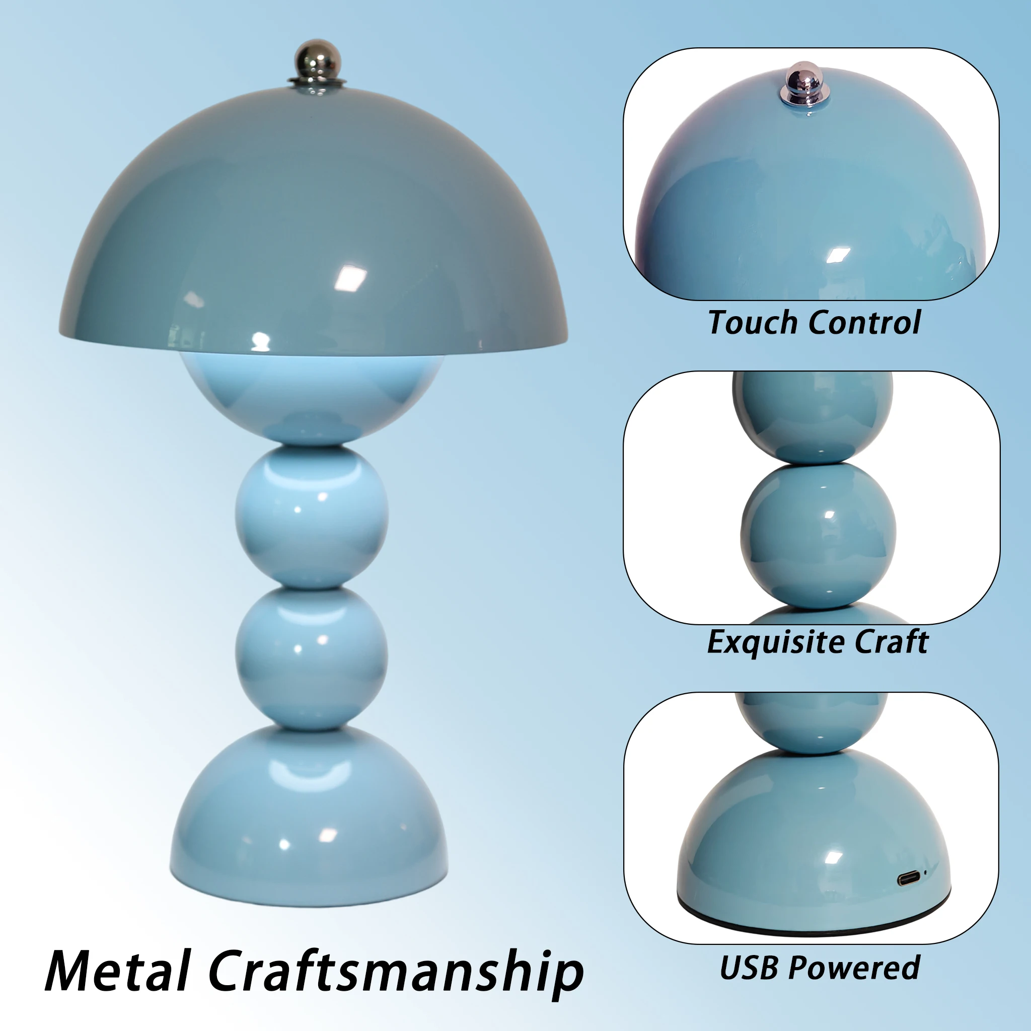 1 Stück Retro-Pilz-Tischlampe, ästhetische Nachttischlampe mit Touch-Steuerung, dimmbare dekorative Schreibtischlampe für Schlafzimmer, Heimdekoration, Geschenk – Detail 4