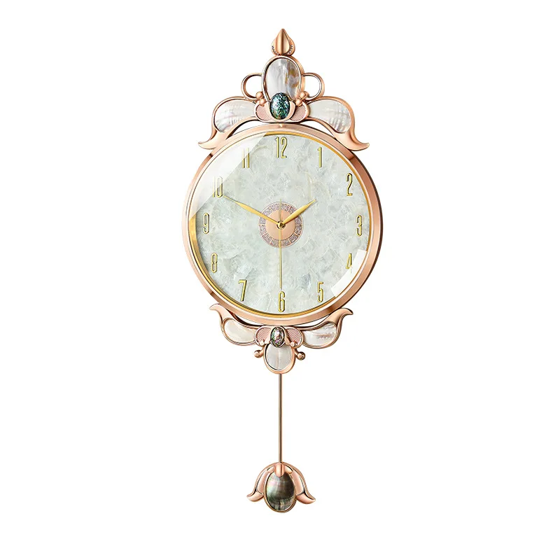 Light Luxury Shell Clock Wall Clock Living Room Household High-end Atmosphere Silent Wall-mounted Quartz Clock Wall-mounted