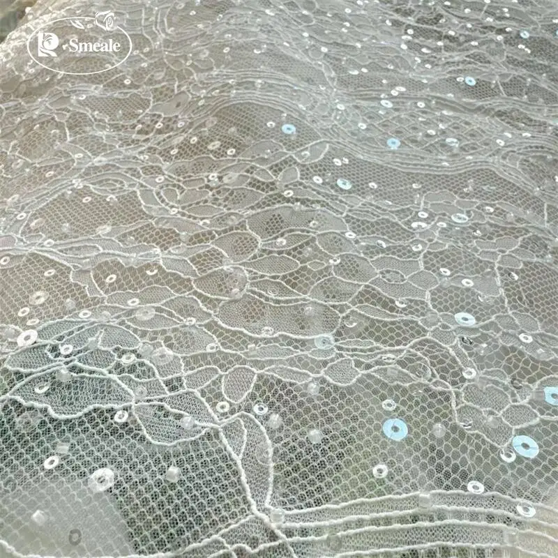 3M Hochwertige geometrische Muster, funkelnde Pailletten, Perlenstickerei, Hochzeitskleid, Brautspitze, Stoff. DIY-Nähzubehör – Detail 7