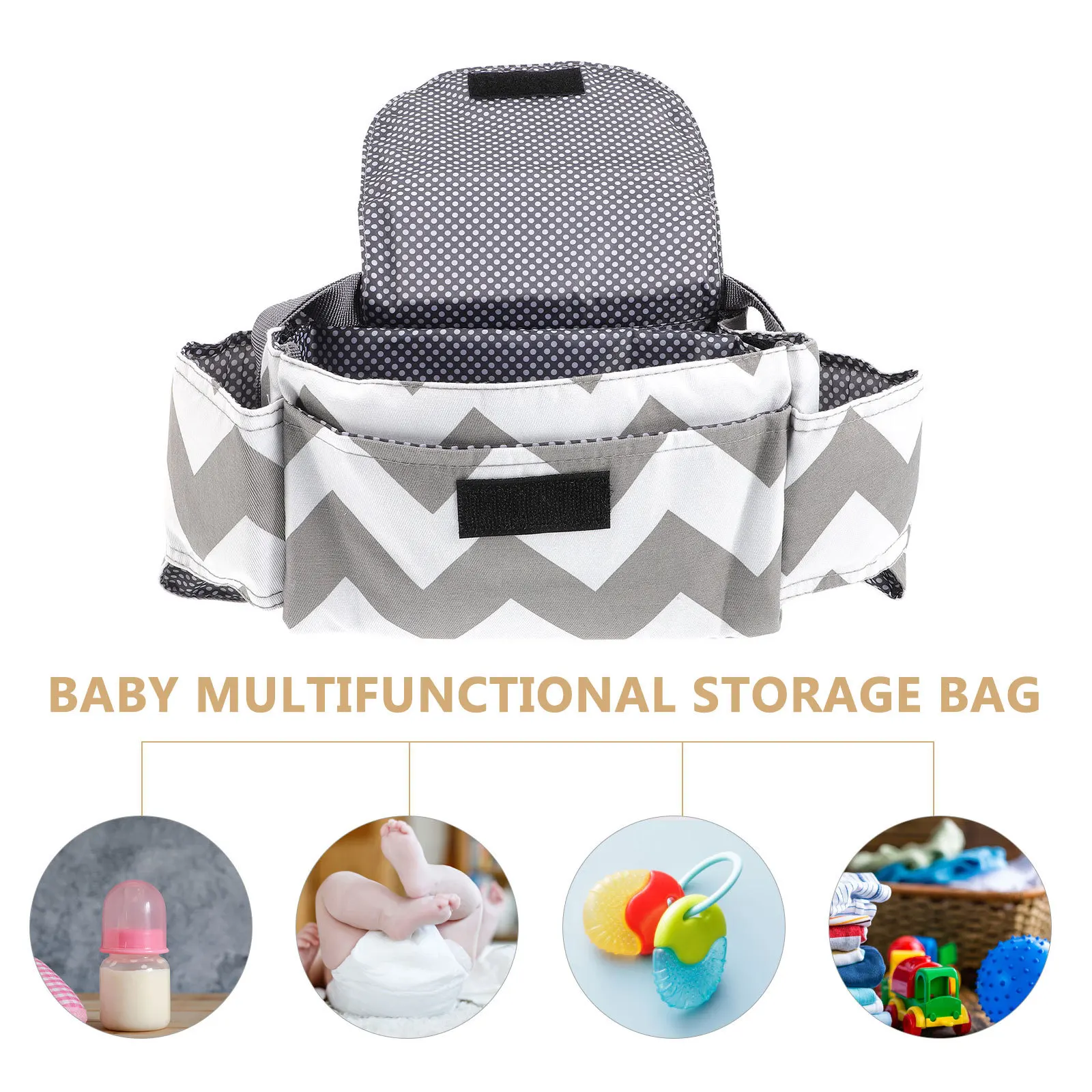 

Stroller Organizer Bag Large Capacity Baby Stroller Hanging Storage Pouch Diaper Supplies Waterproof Pram Accessories
