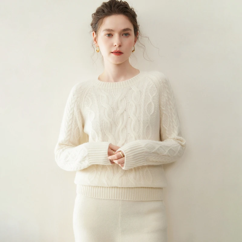 

Осень-зима женский толстый 100% кашемировый вязаный свитер с круглым вырезом, вязаный пуловер в консервативном стиле, кашемировая одежда, джемперы, топ