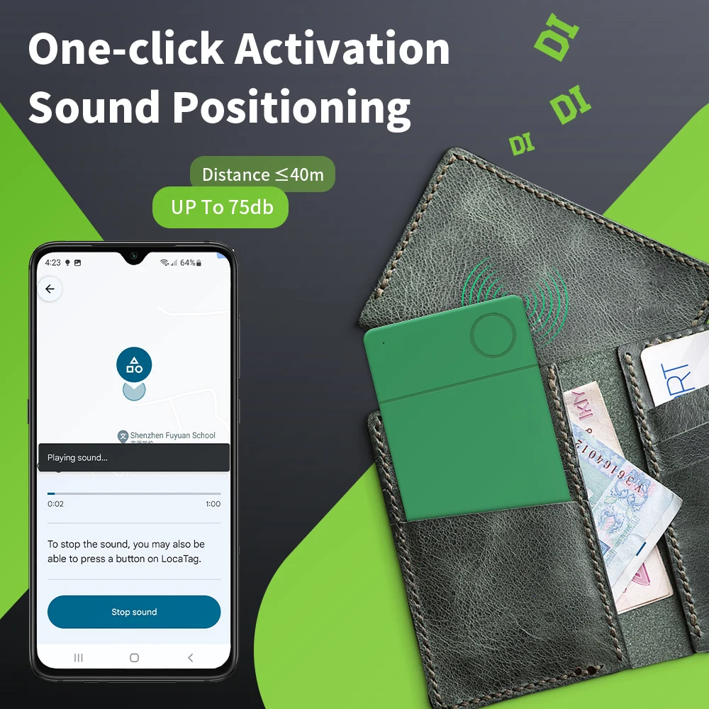 For Android Wireless Charging Tracking Location Wallet Tracker Card Keys Bag Waterproof Locator Works with Google Find My App