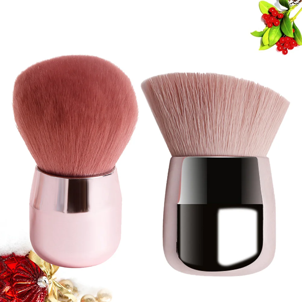 

2pcs Makeup Brush Set Premium Artificial Fiber Portable Blusher Powder Brush For Natural Look Daily Use Cosmetics