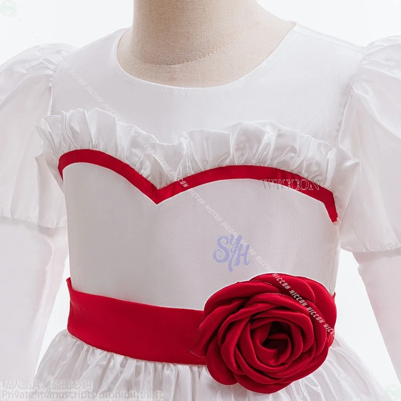 Stylizacje dla lalek Biała sukienka Odzież dziecięca Czerwone kwiaty Koronka Kawaii Mundurek Lolita Peruka Halloween Party Cosplay Anime Horror Film