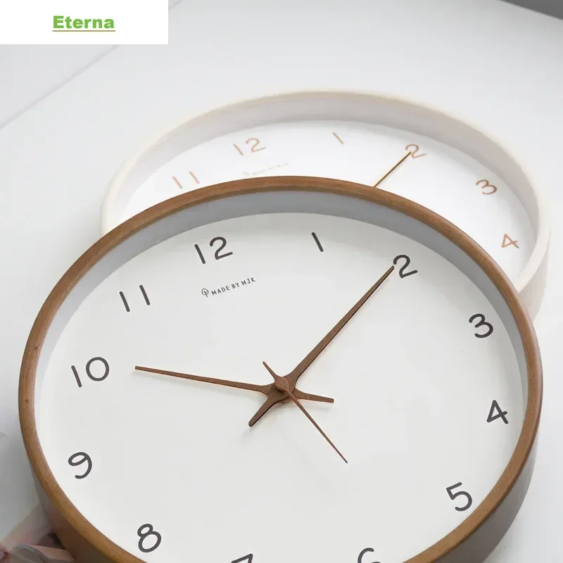 Modern Solid Wood Wall Clock 12 Inch Silent Minimalist for Living Room Home Decor