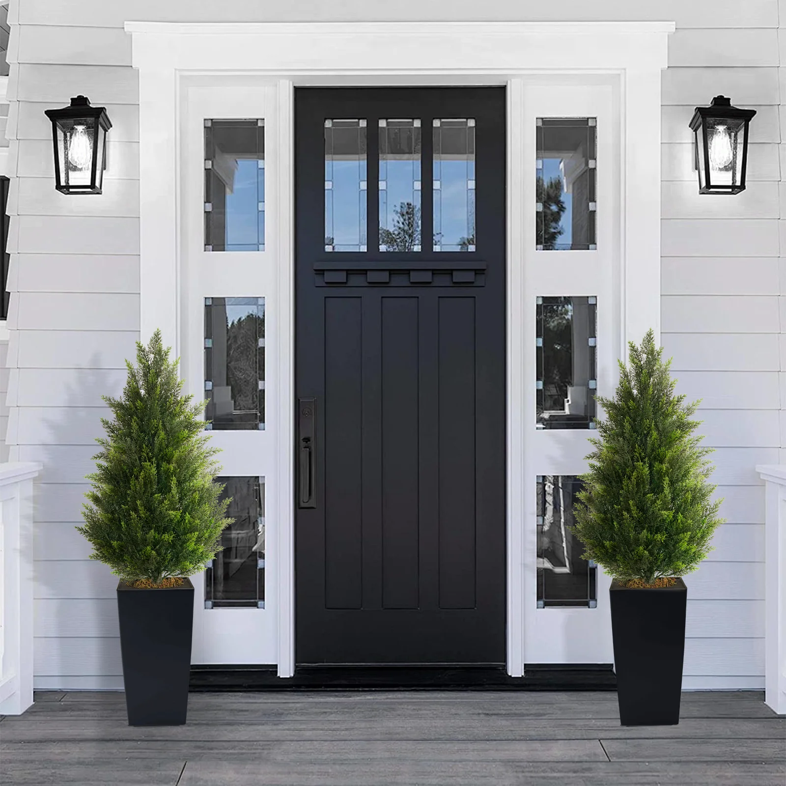 2026 New 4/5/6ft Artificial Cedar Tree in Large Planter, UV Resistant Realistic Faux Cypress Indoor Outdoor Decor, Potted Fake Cedar Decorative Plants, Home & Garden, Modern Style