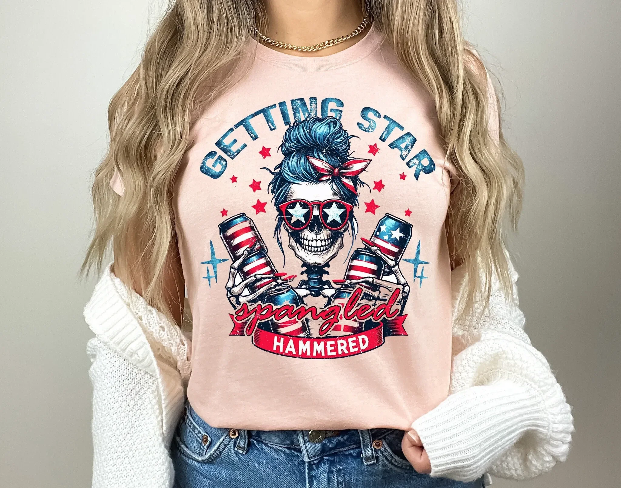 Getting Star Spangled Hammered T Shirt 4th Of July Independence Day USA Patriotic