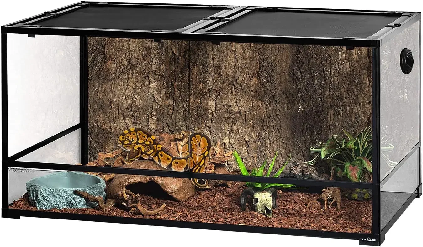 Large Reptile Terrarium 120 Gallon Tall & Wide Tempered Glass Reptile Tank 48