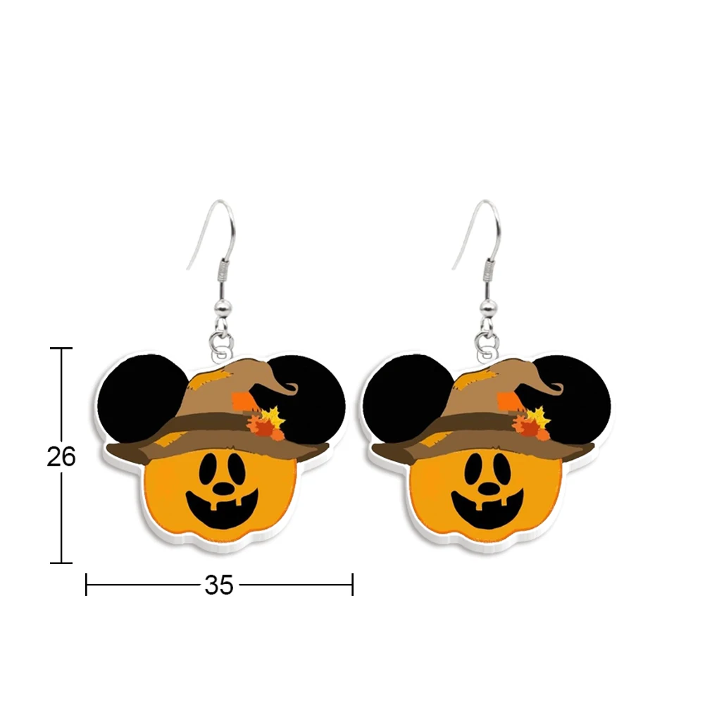 Disney Mickey Halloween Acrylic Colorful Hanging Pendants Earrings For Women Girls Cute Insect Jewelry Decoration