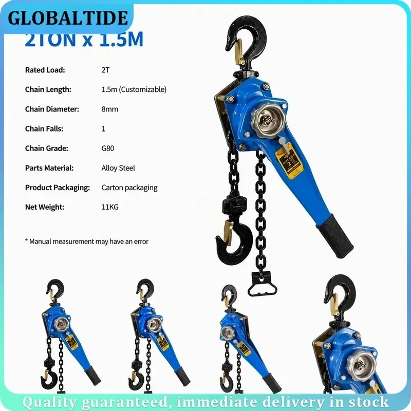 2T Lever Hoist Hand Chain Block Manual Wire Puller Lifting Tensioner Ratchet Load Binder Heavy Duty Ring Chain Plate Hoist
