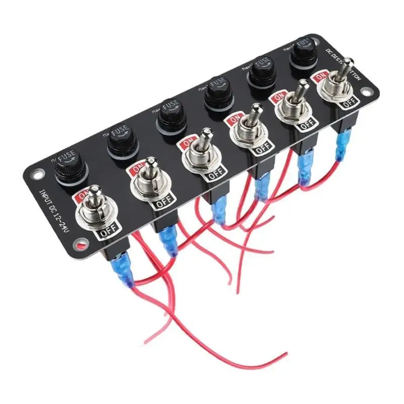 

02DE 6Gang Rockers Switch Panel Car Toggle Switch Panel Marine Switch Panel 10A Fuses