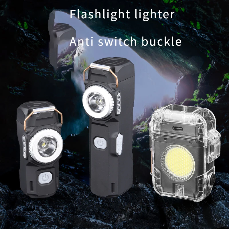 Transparent charging arc lighter, lighting flashlight, high-end outdoor waterproof and windproof, intelligent and portable