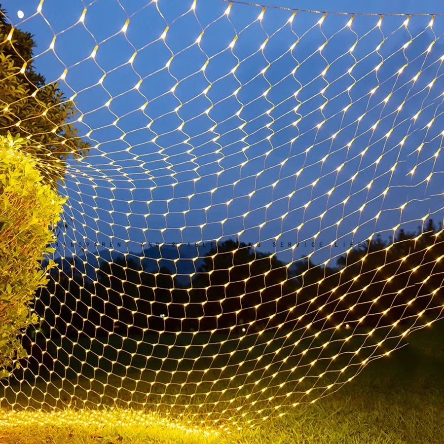 10*1M 3*2M 6*4M luces LED de red de malla cortina de Navidad para exteriores guirnalda de luces de red de hadas para decoración de pared de valla de arbustos de árboles