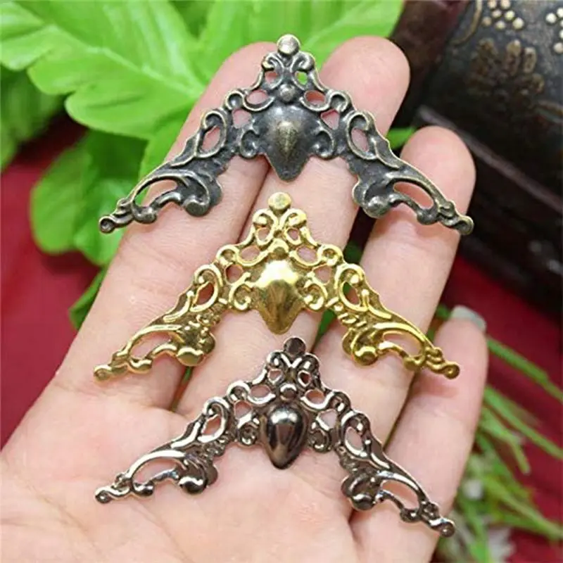 A33Z-120PCS Metal Book Corner Protector, 4 Colors Iron Guard Edge Cover, Vintage Antique Book Scrapbooking Corner Protector