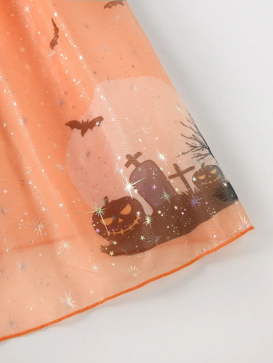 Kinder-Halloween-Hexen-Kostüm-Set mit Kapuze, Hexenhut, Zauberstab, Süßigkeitentasche, Kinderparty, Mädchen-Hexen-Umhang, XMZ65 – Detail 27