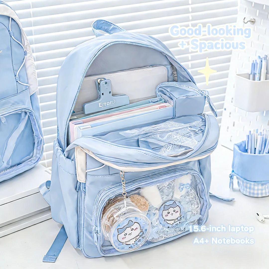 

Detachable Layer Backpack, Large Capacity Transparent Window School Bag, Anime Student Bookbag, Spacious Travel Rucksack