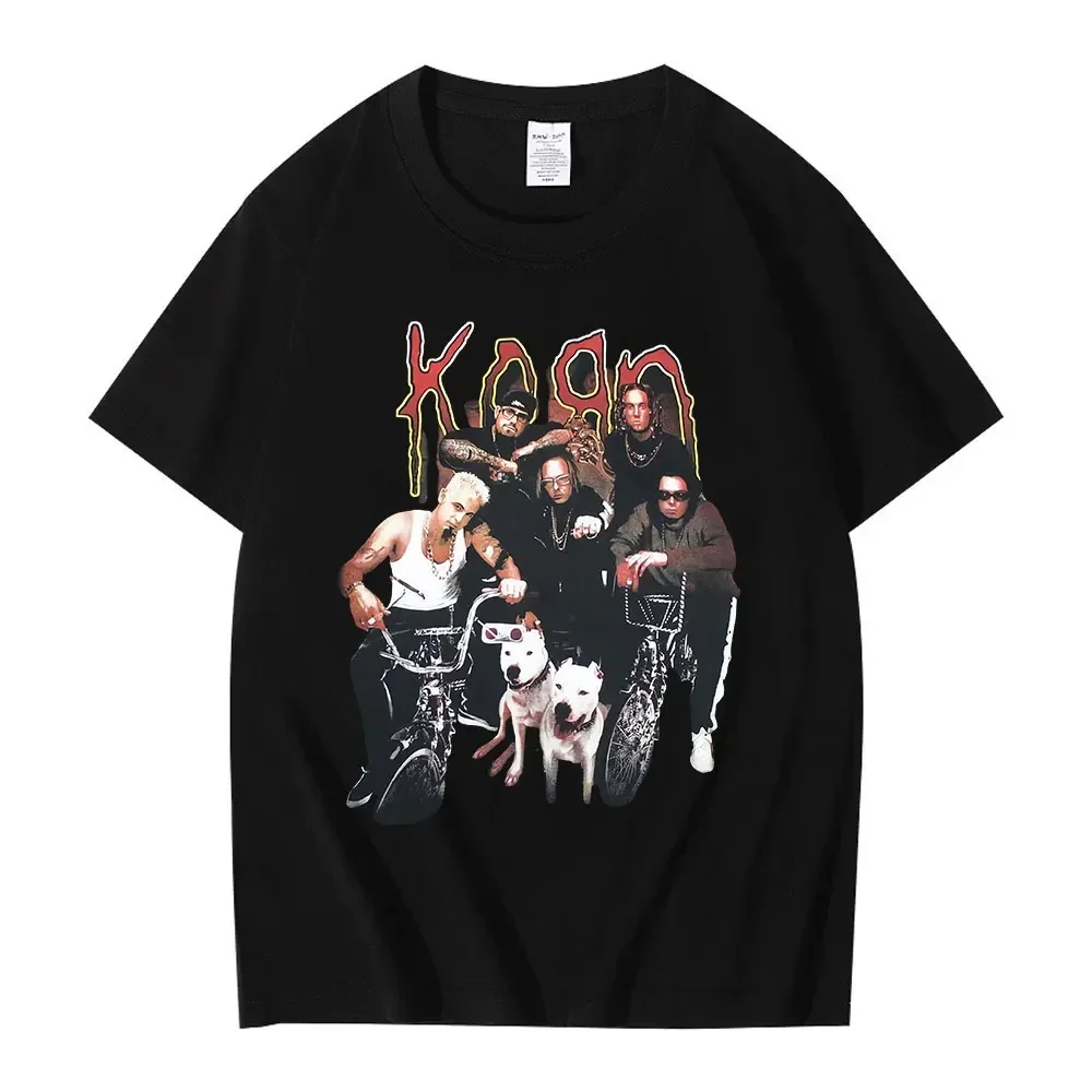 Customization Shirt 90s American Rock Band Korn T Shirt Metal Gothic Men Women Vintage Oversized T-shirt Streetwear Summer Short