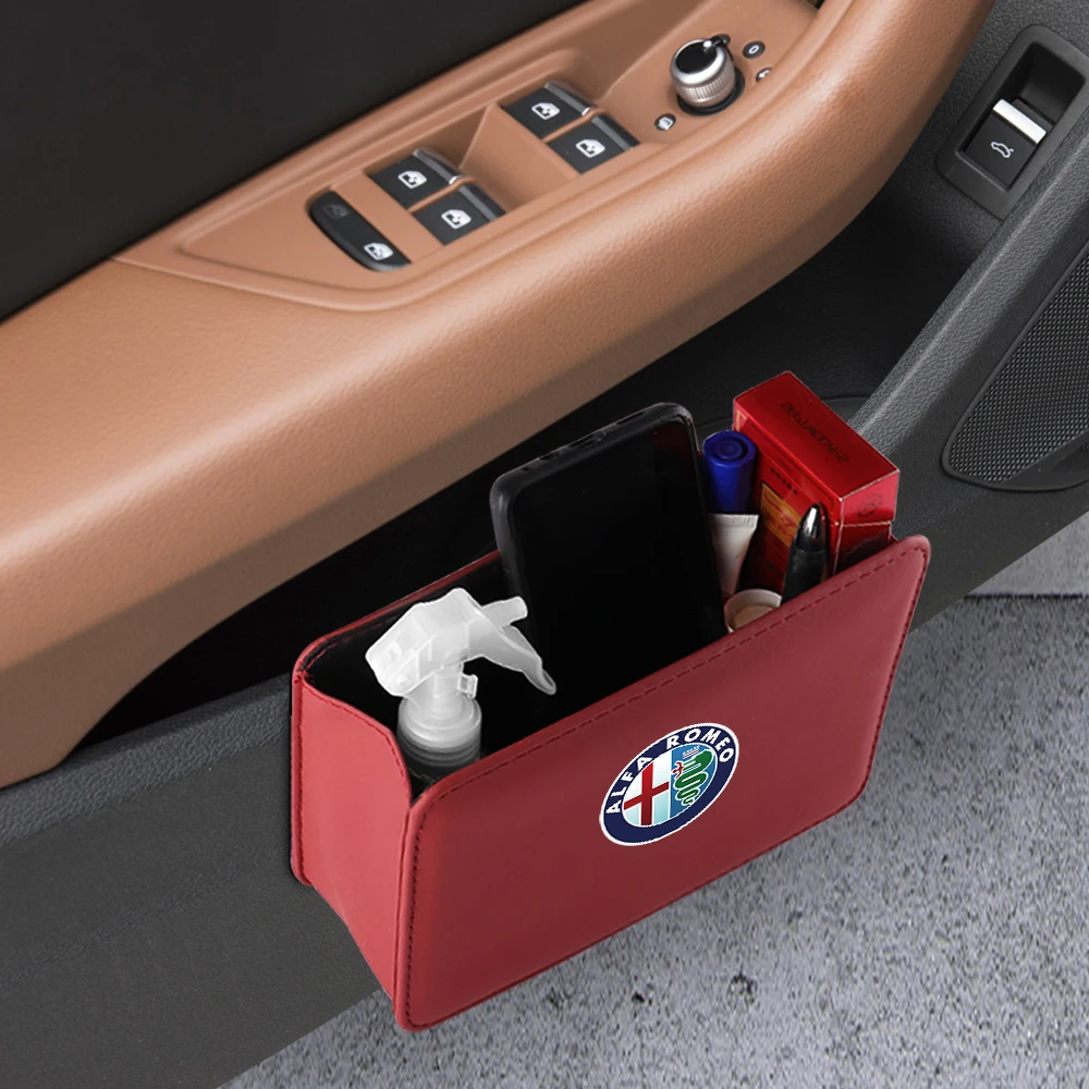 PU Leather Car Door Storage Box Under Seat Back Trash Can Bag Accessories For Alfa Romeo Giulietta GT 159 156 Mito Brera Giulia