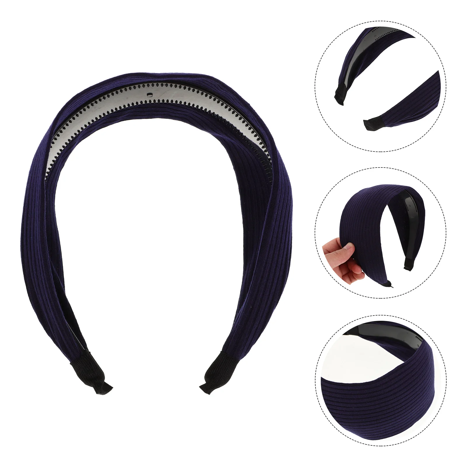 

Elastic Stretch Headband For Women Girls Non-Slip Wide Fabric Sweatband Yoga Running Sport Accessories Dark Blue Oversized