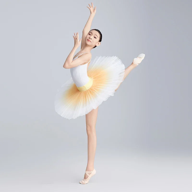 Swan Lake Dance Ballet Tutu Skrits Teen Kid Girl  Performance 5 Layers Ballet Tutu Dance Practice Skirt Gradient Dance