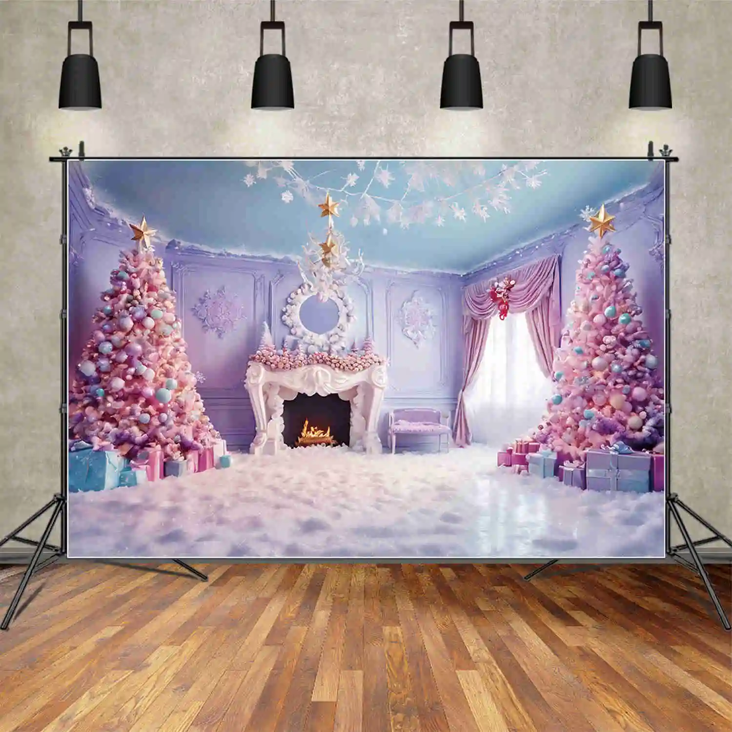 MOON.QG latar belakang pohon Natal dalam ruangan Natal hiasan putri ruang tamu latar belakang gadis perlengkapan fotografi pesta