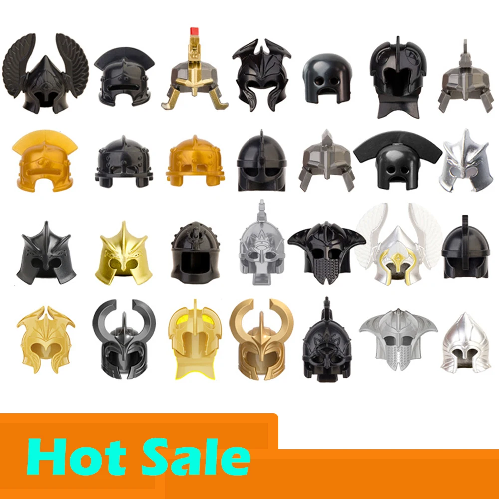 

MOC Building Blocks Medieval Warrior Roman Soldier Weapon Helmet King Crown Weapons Accessories Mini Bricks DIY Toy For Kids