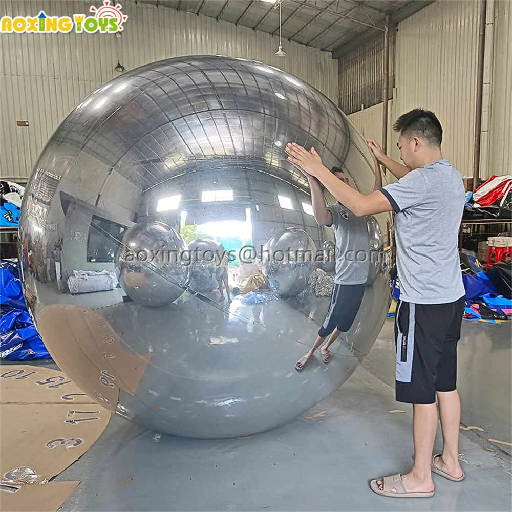 

1M/2M/3M PVC Giant Silver Inflatable Mirror Ball Hanging Balloon For Party Stage Commercial Advertising Decoration Events