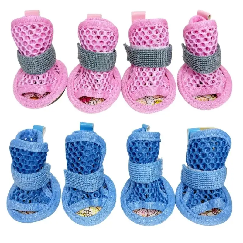 4Pack Breathable Meshes Dog Shoes Soft Wear-Resistant Dog Boot for Outdoor Walking in Various Weather Conditions D2RD