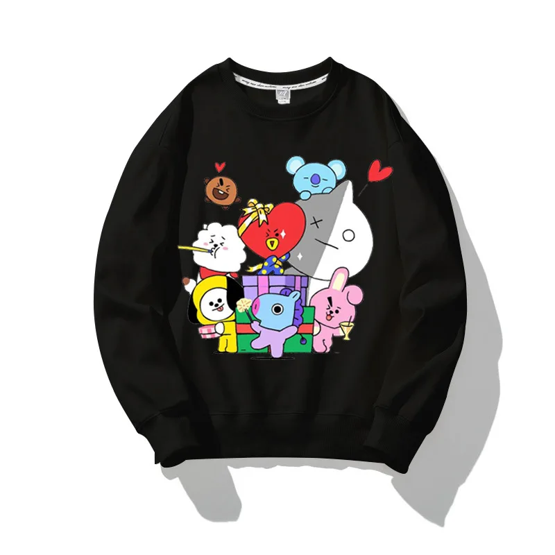 Anime Kawaii Bt21 Casual Parent-child Sweatshirt Cartoon SHOOKY RJ KOYA MANG Women Men Thin Spring Autumn Round Neck Pullover