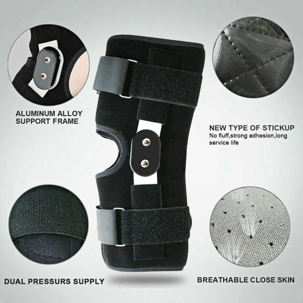 1Pcs Adjustable Hinged Knee Brace Breathable Patella Wrap with Side Stabilizers  Strap for Tendonitis Decompression Knee Support