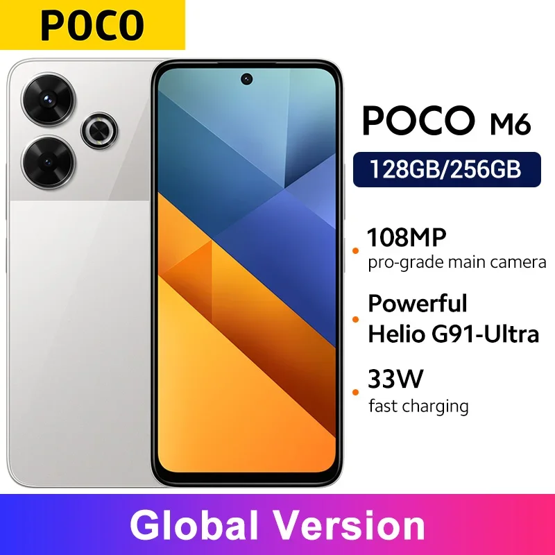 

Смартфон POCO M6 4G, глобальная версия Helio G91 Ultra, 33 Вт, быстрая зарядка, 6,79 дюйма, 90 Гц, FHD + дисплей, 108 МП, камера, аккумулятор 5030 мАч